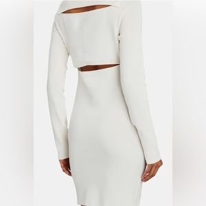 Helmut Lang white long sleeve knit mini dress. CURRENT STYLE